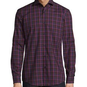 Hugo C-Jenno Check Shirt-RED-EU 39/US 15.5
